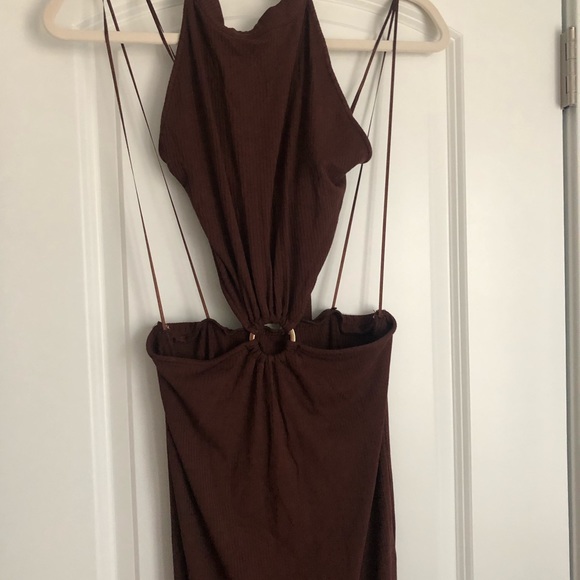 Mocha rubbed halter cutout dress - Picture 6 of 9